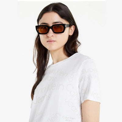 All Over Print Logo Cotton T-Shirt - White