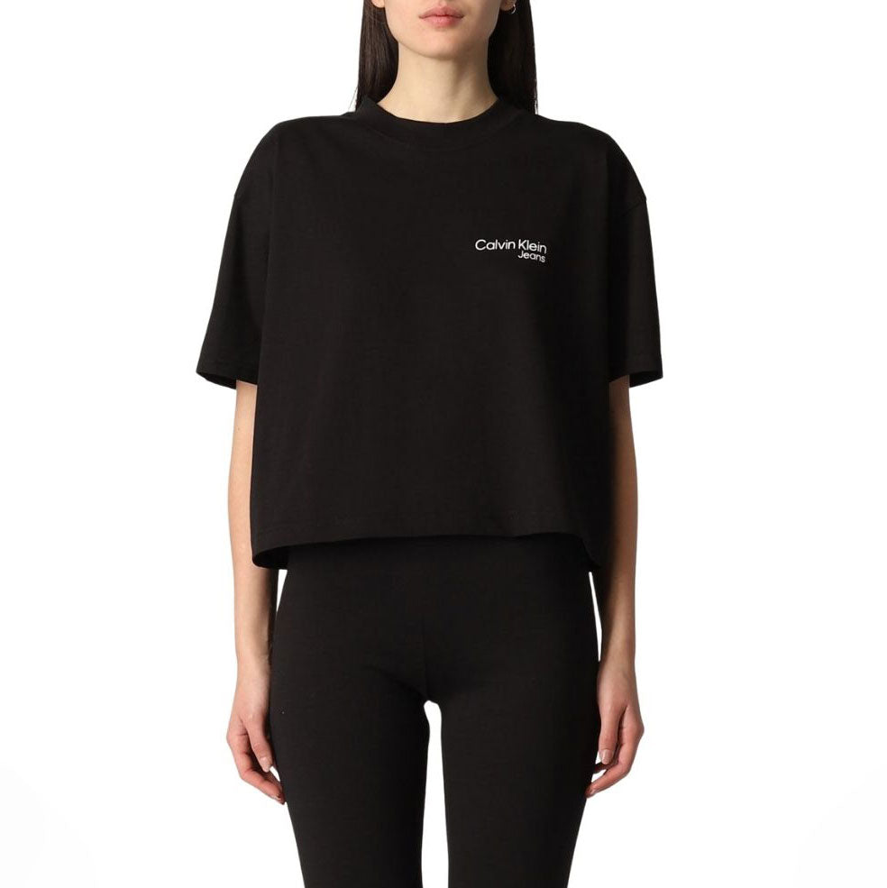 Back Urban Logo Cotton T-Shirt - Black