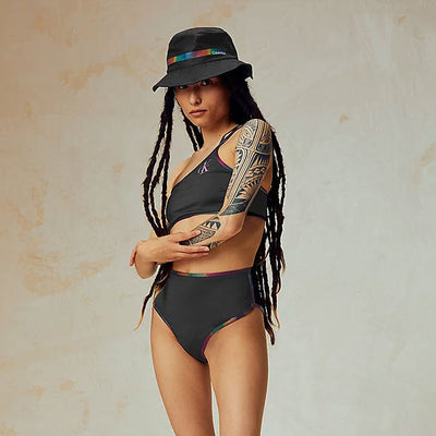 High Waist Cheeky Bikini Bottom - Black